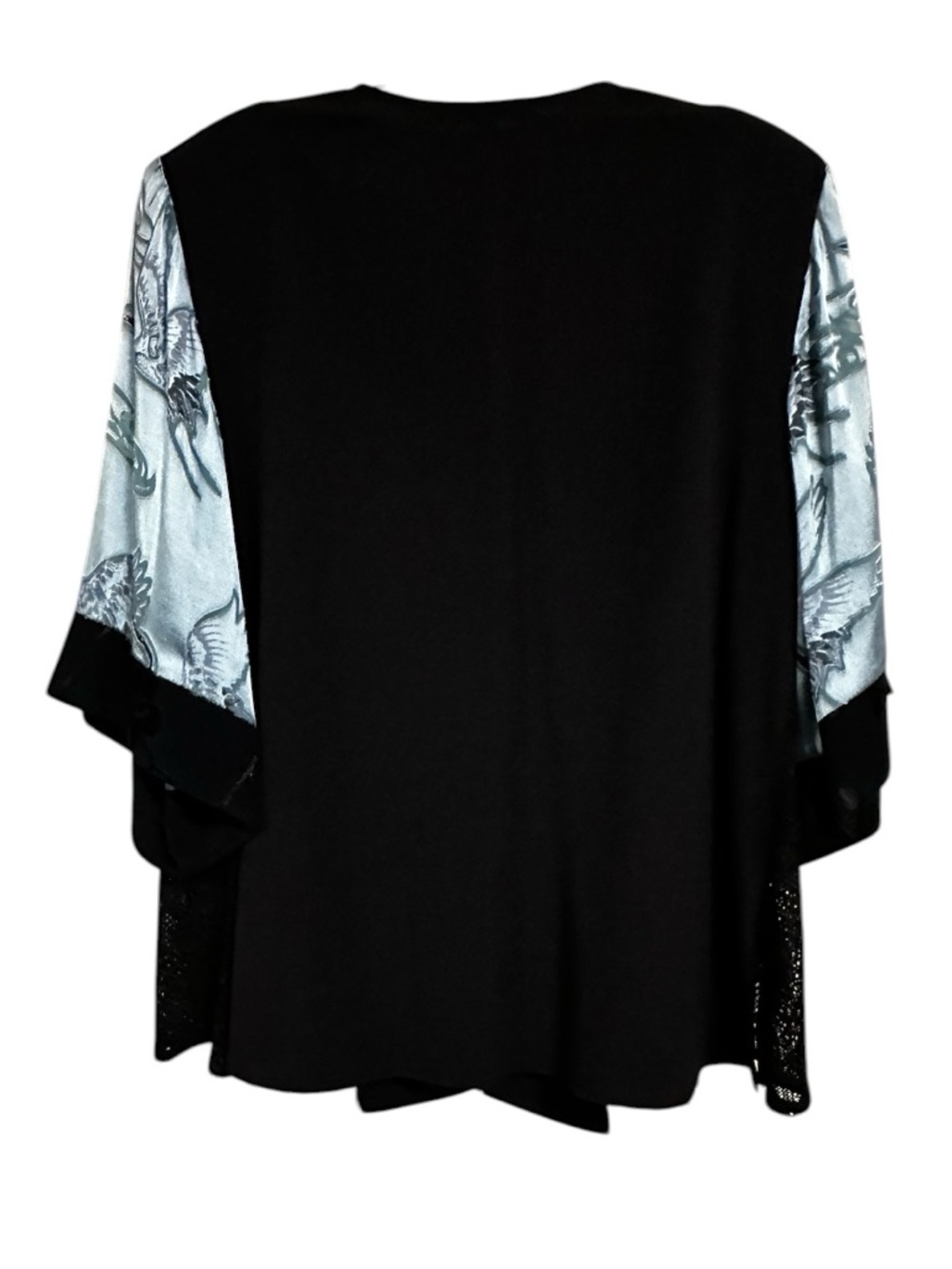 Vtg 90s Spencer Alexis Silk Blend Kimono Style Cropped Top S Floral Cranes FLAWS - Picture 3 of 17